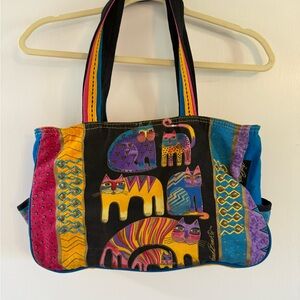 Laurel Burch Colorful Cat Design Tote Bag